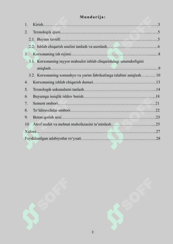 agregat potok usulida yo‘l plita ishlab chiqarish korxonasini loyihalash 2