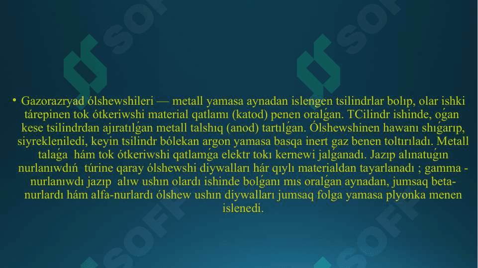 Radiometrik ásbaplardıń dúzilisi 3