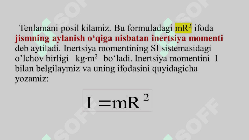 Qattiq jismning aylanma harakat dinamikasi 3