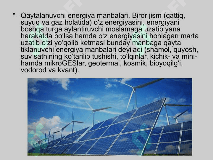 MUQOBIL ENERGIYA MANBALARI VA ULARNING TURLARI 2