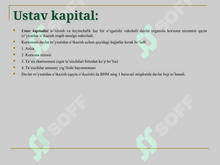 Xususiy kapital hisobi. 8