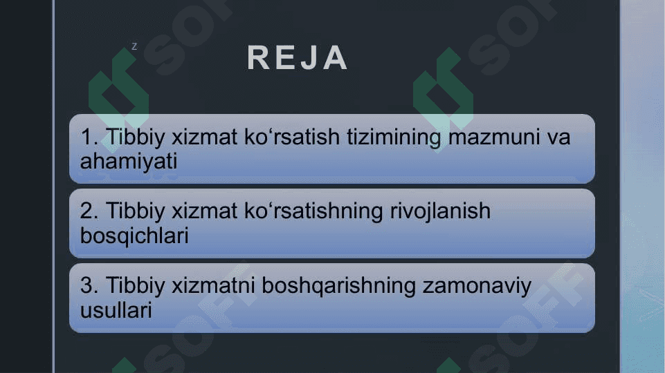 Tibbiy xizmat ko'rsatishni rivojlanishni va uni boshqarish 2