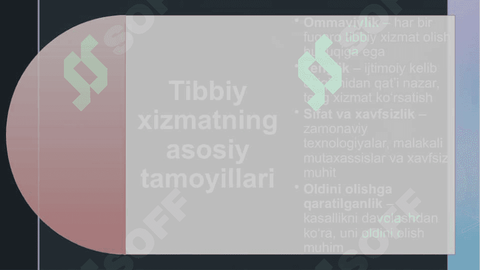 Tibbiy xizmat ko'rsatishni rivojlanishni va uni boshqarish 6