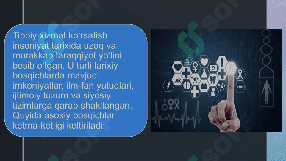 Tibbiy xizmat ko'rsatishni rivojlanishni va uni boshqarish 7