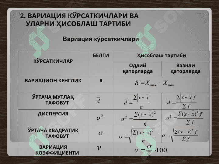 Вариация кўрсаткичлари 4