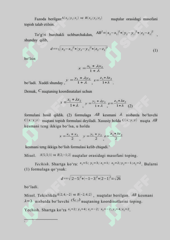 Tekislikda kordinatalar metodi. 5