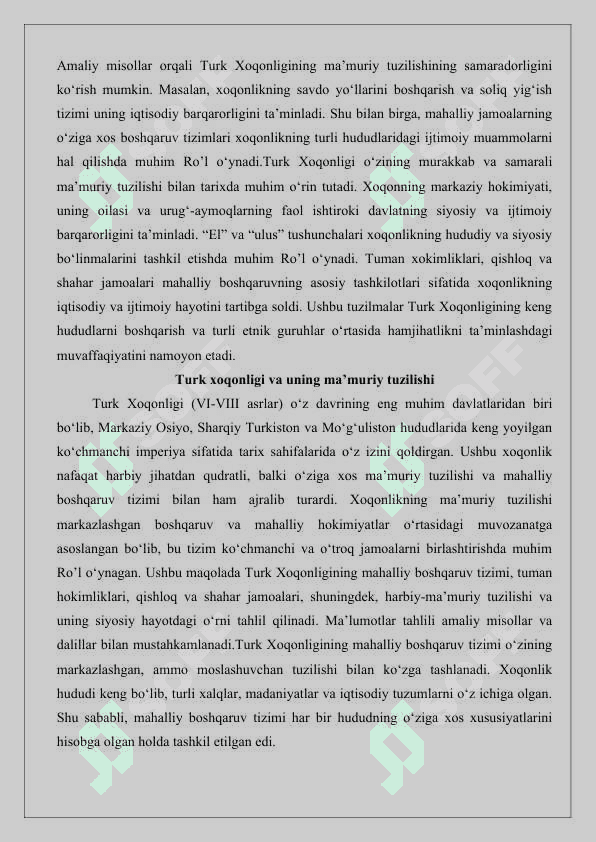 Turk xoqonligi va uning ma’muriy tuzilishi, Xoqon, el, ulus mahalliy boshqaruvi; tuman xokimliklari, qishloq va shahar jamoalari 25 6