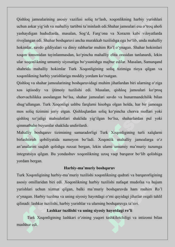 Turk xoqonligi va uning ma’muriy tuzilishi, Xoqon, el, ulus mahalliy boshqaruvi; tuman xokimliklari, qishloq va shahar jamoalari 25 8