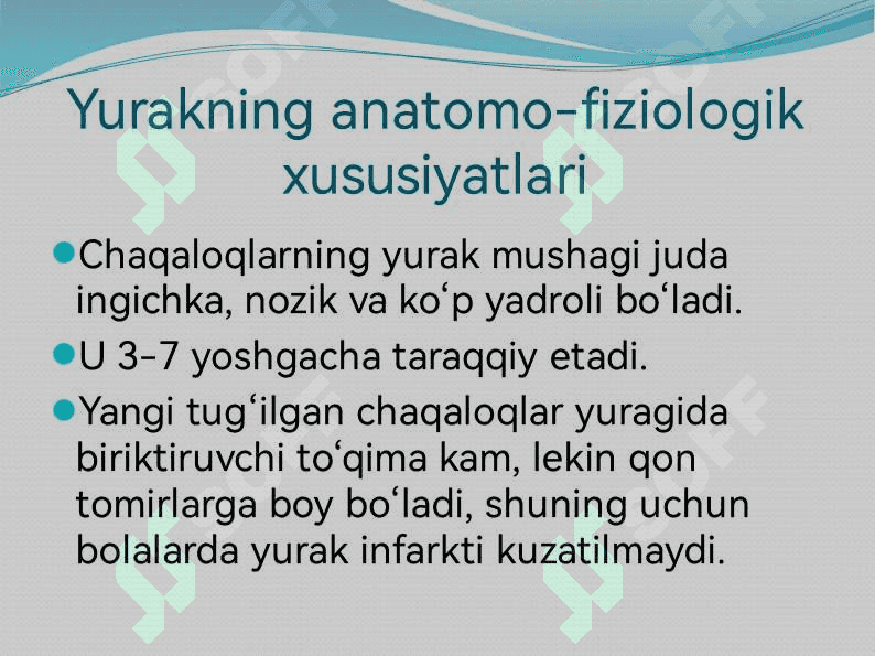 BOLALARDA YURAK-QON TOMIR TIZIMINING ANATOMO-FIZIOLOGIK XUSUSIYATLARI 5