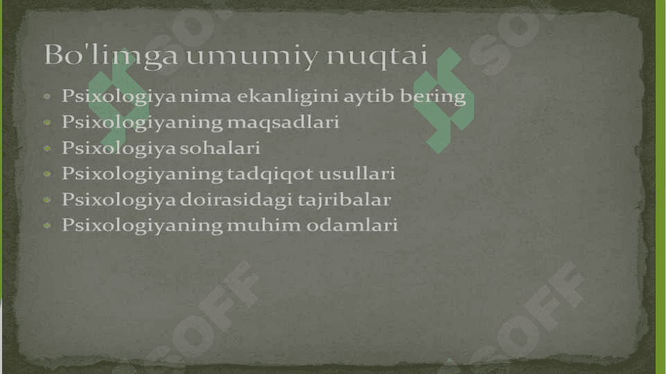 Psixologiya fanining predmeti va rivojlanish tarixi 6