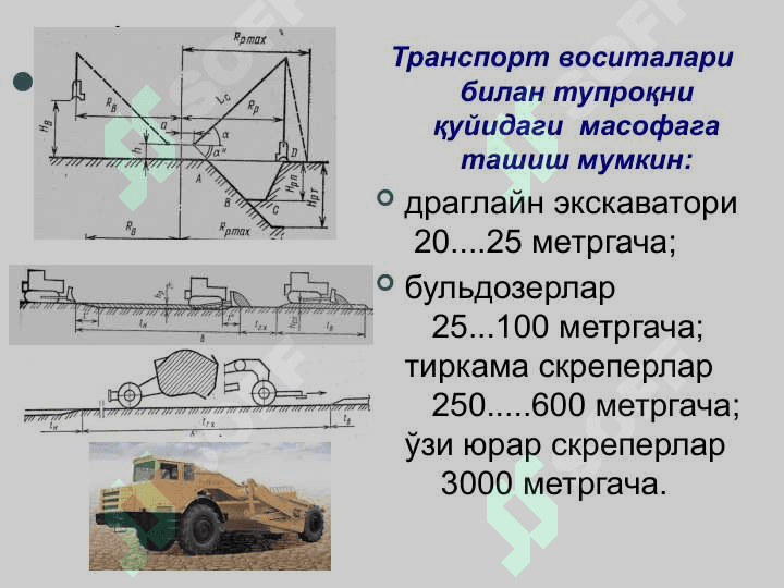 Tuproq tashish GIDROMELIORATSIYA . ТУПРОҚ ТАШИШ . Гидромелиорация ишларини ташкил қилиш ва технологияси фани 4