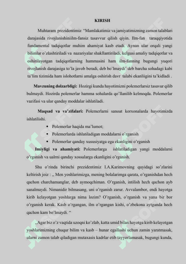 Kristall polimerlar tuzulishi va xossalari. 2