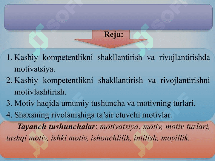 Talabalarni kasbiy kompetentligini  shakllantirish va rivojlantirish funksiyalari. Kasbiy kompetentlikni shakllantirish va rivojlantirishda motivatsiya 2