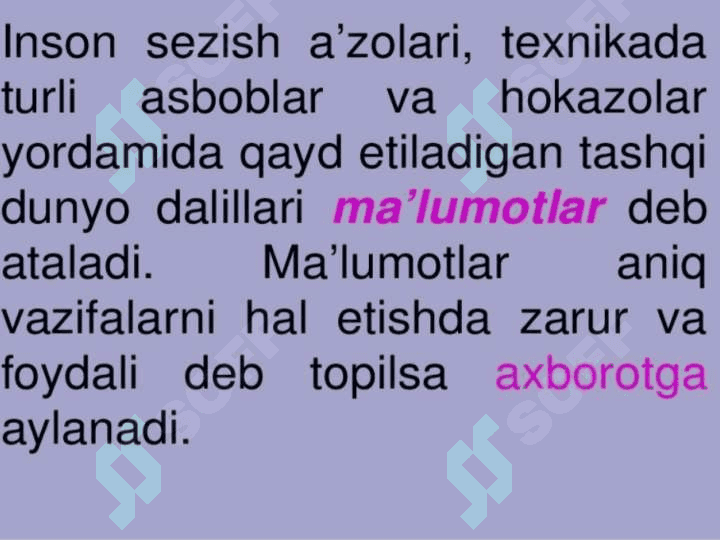 Axborot va uning turlariga turli sohalari 3