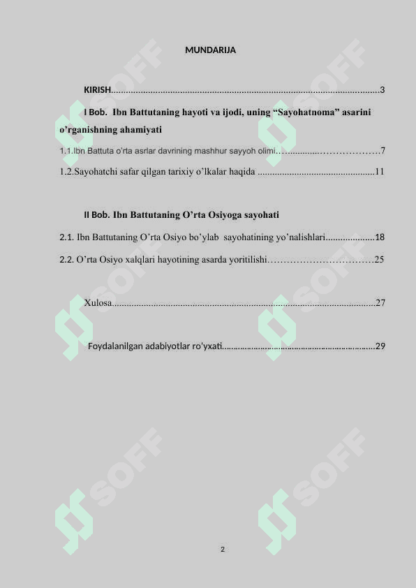 IBN BATTUTANING O’RTA OSIYOGA SAYOHATI kurs ishi 2