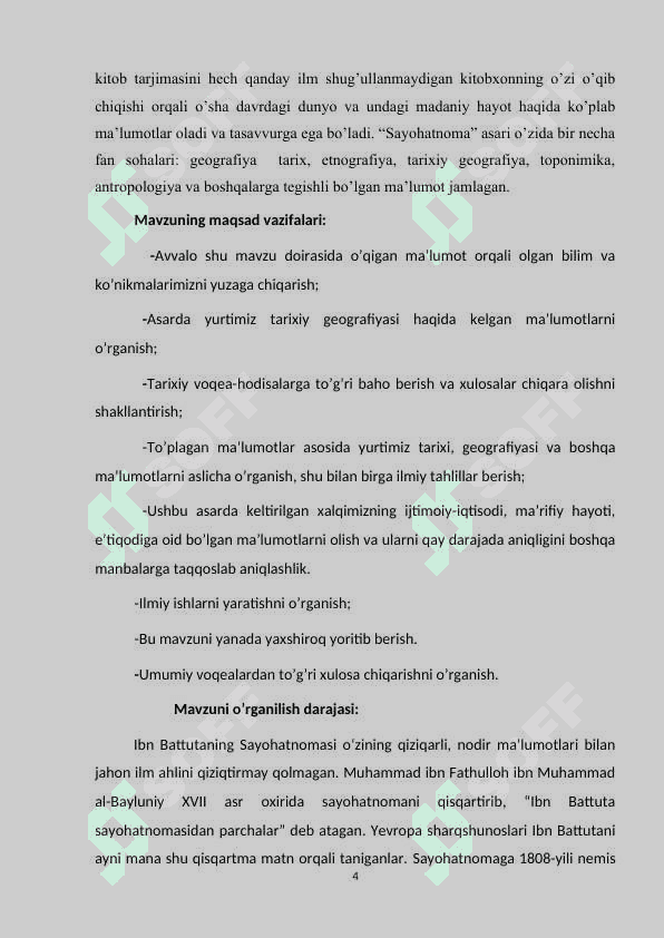 IBN BATTUTANING O’RTA OSIYOGA SAYOHATI kurs ishi 4