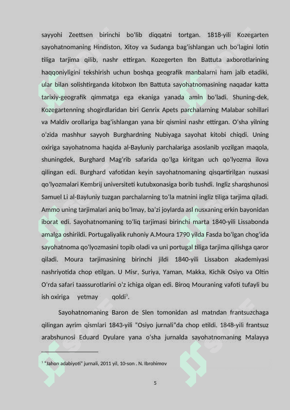 IBN BATTUTANING O’RTA OSIYOGA SAYOHATI kurs ishi 5