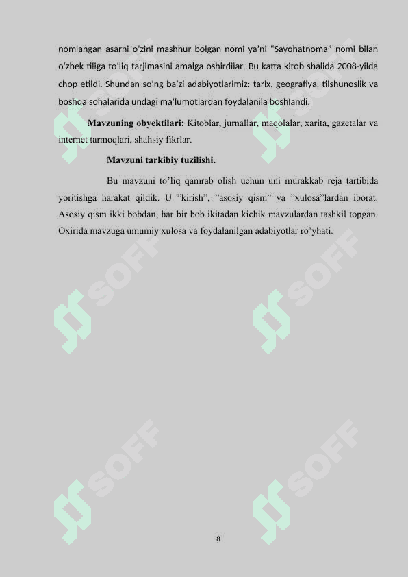 IBN BATTUTANING O’RTA OSIYOGA SAYOHATI kurs ishi 8