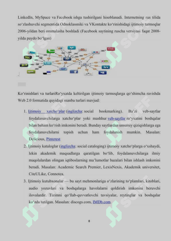 IJTIMOIY TARMOQLAR HAQIDA MALUMOT 8