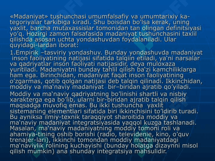 MADANIYAT VA SIVILIZATSIYA 2