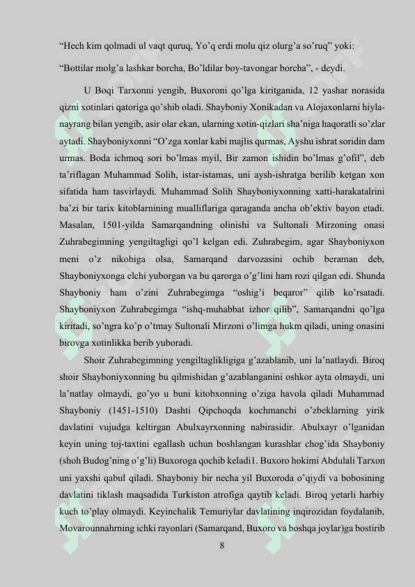 Muhammad Solihning "Shayboniynoma" asari 8