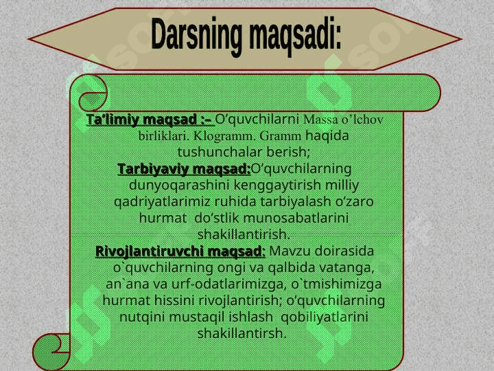 3-SINF matematika Massa o’lchov birliklari. Klogramm. Gramm. 4