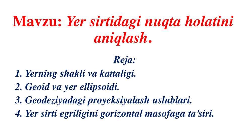 Yer sirtidagi nuqta holatini aniqlash 1