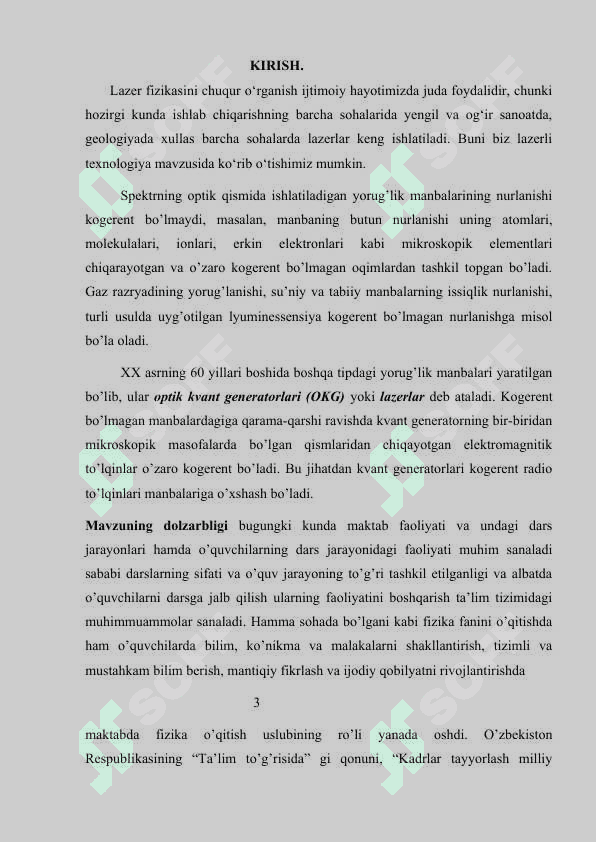 OPTIK KVANT GENERATORLAR LAZERLAR. 2