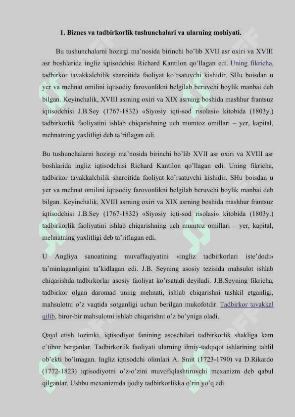 Biznes asoslari fanining mohiyati va iqtisodiyotdagi ahamiyati. 2