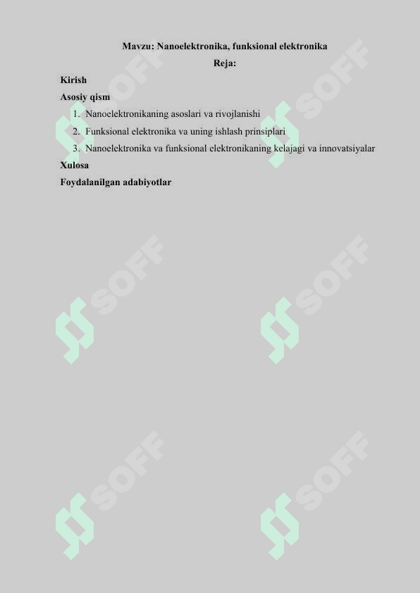 Nanoelektronika, funksional elektronika 2