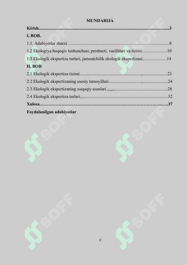 Ekologik ekspertizaning tarkibiy qismlari va tarmoqlari 2