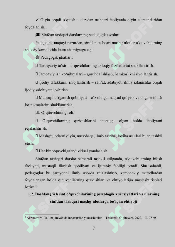 Sinfdan tashqari boshlang'ich bosqich darslarini tashkil etish 2-sinf 7