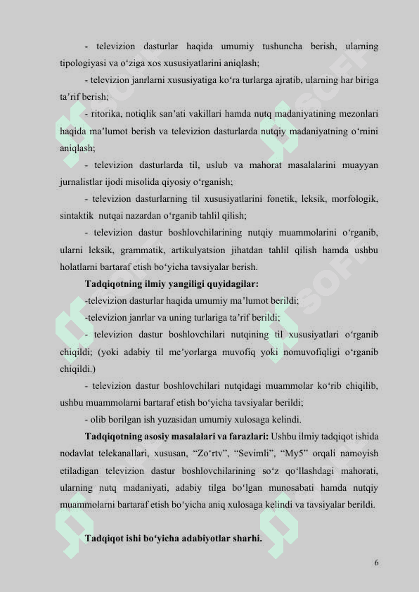 TELEVIZION DASTURLAR HAQIDA UMUMIY TUSHUNCHA 5