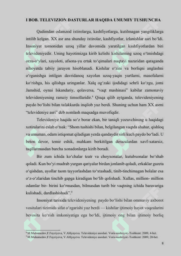 TELEVIZION DASTURLAR HAQIDA UMUMIY TUSHUNCHA 7