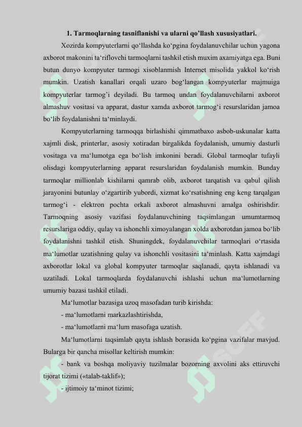 Kompyuter tarmoqlarining rivojlanish evolyutsiyasi 2