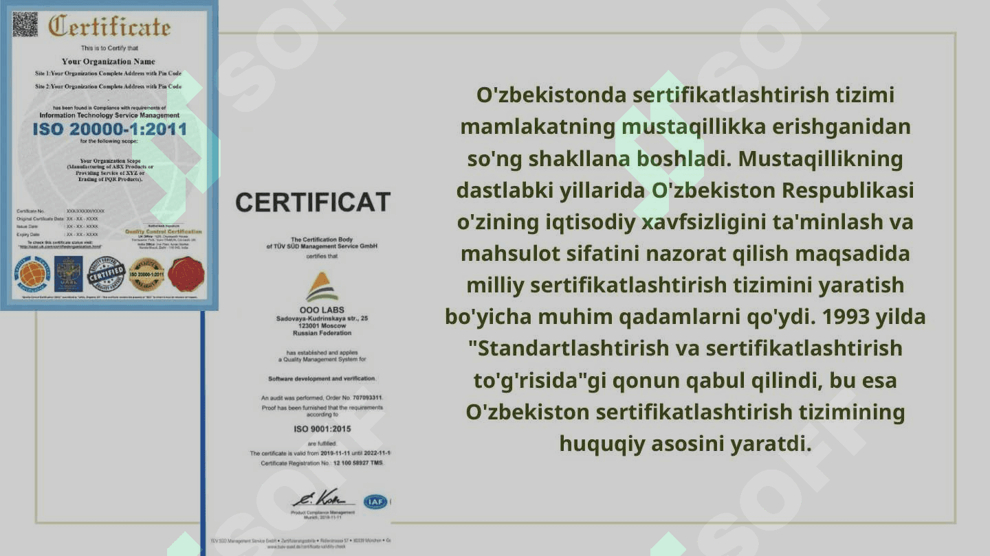 O'ZBEKISTON RESPUBLIKASIDA SERTIFIKATLASHTIRISH AMALIYOTI 2