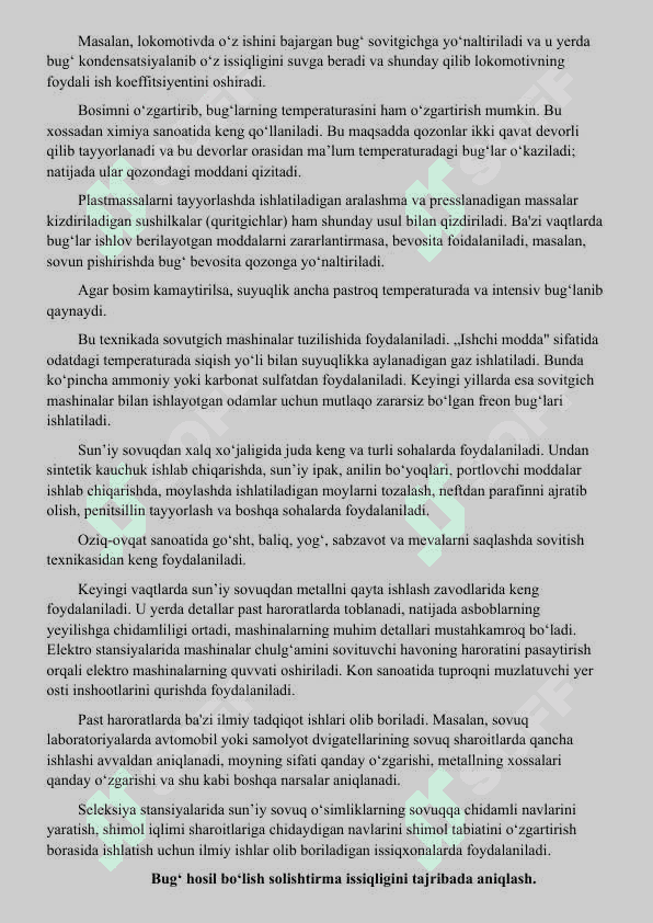 fizika mustaqil talim Bug‘ hosil bo‘lish solistirma issiqligi 2