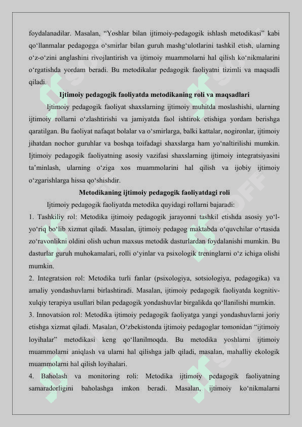 Ijtimoiy pedagogik faoliyat metodikasi va texnologiyalari 25 4