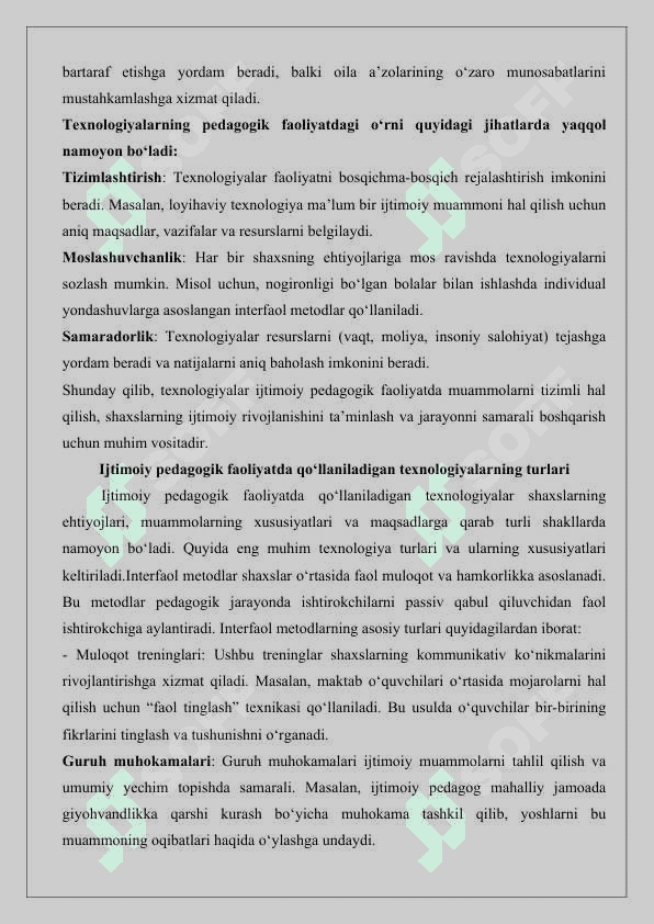 Ijtimoiy pedagogik faoliyat metodikasi va texnologiyalari 25 7