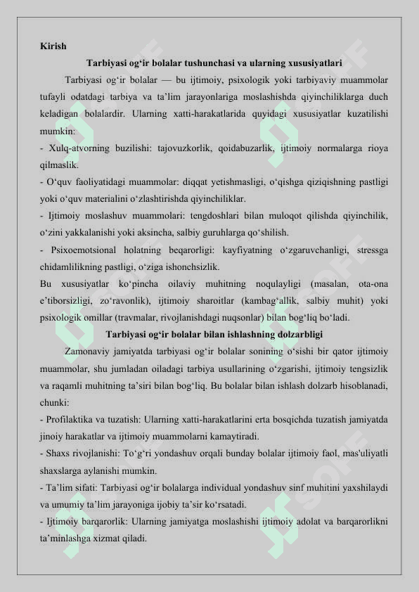 Tarbiyasi og‘ir bolalar bilan ishlashning ijtimoiy-pedagogik texnologiyalari.25 2