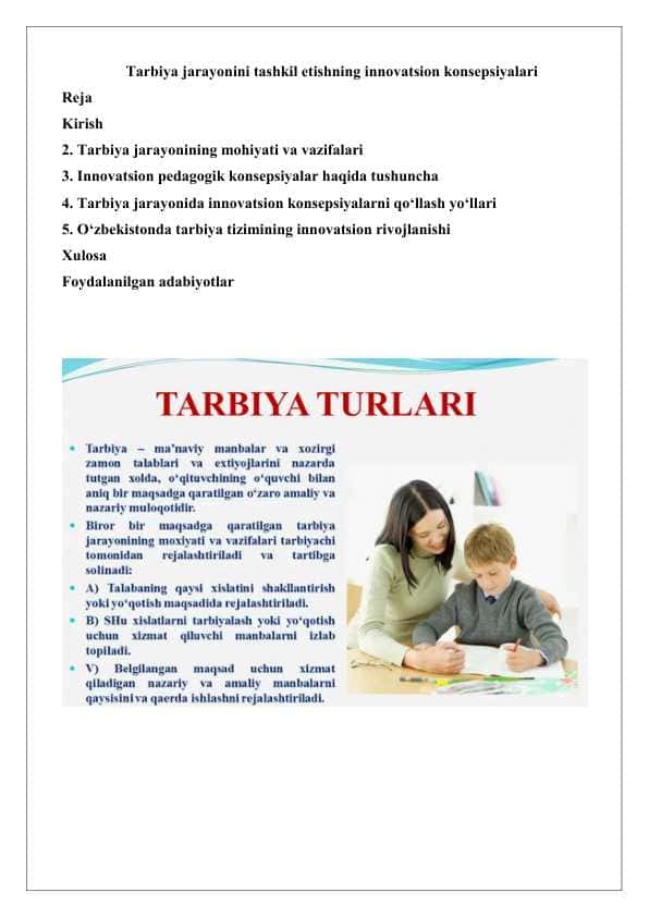 Tarbiya jarayonini tashkil etishning innovatsion konsepsiyalari 25 1