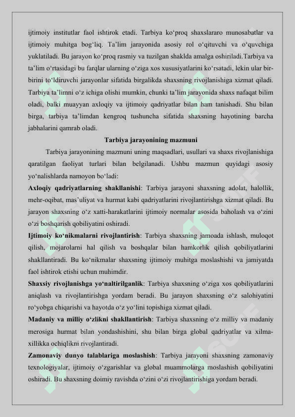 Tarbiya jarayonini tashkil etish tizimli yondashuv 25 5