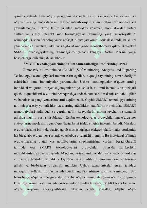 Ta’lim jarayoni samaradorligini oshirishda SMART ta’lim texnologiyalarining o‘rni.25 6