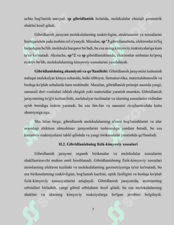 Organik birikmalarda gibridlanish 7
