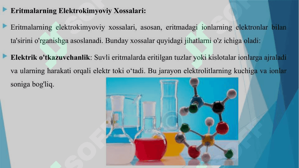 ERITMALARNING ELEKTROKIMYOVIY XOSSALARI. METALLARNING AKTIVLIGINI ANIQLASH. GALVANIK ELEMENT TAYYORLASH. SUVLI ERITMALAR ELEKTROLIZI 5