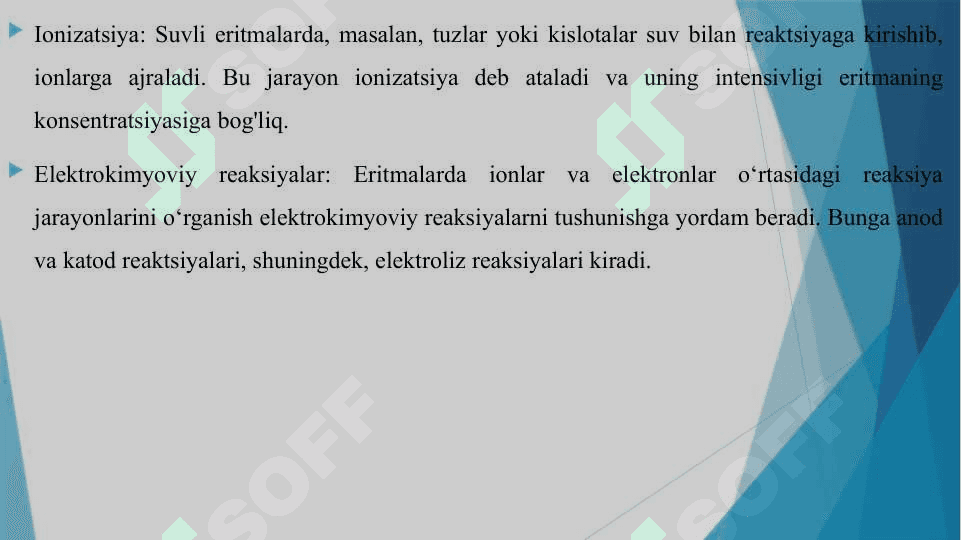 ERITMALARNING ELEKTROKIMYOVIY XOSSALARI. METALLARNING AKTIVLIGINI ANIQLASH. GALVANIK ELEMENT TAYYORLASH. SUVLI ERITMALAR ELEKTROLIZI 6