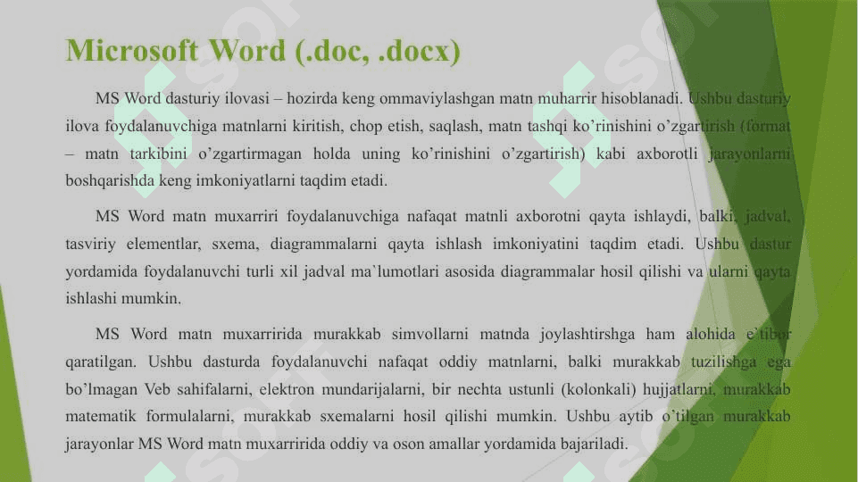 Windows tizimi muhitida matnli axborotlarni yaratish va tahrirlash. Microsoft Word dasturi 3
