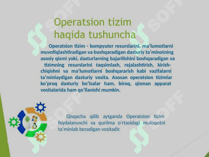 OPERATSION TIZIMLAR. Taqdimot 3