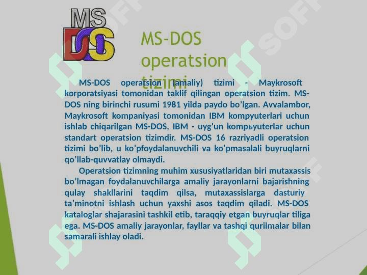 OPERATSION TIZIMLAR. Taqdimot 8