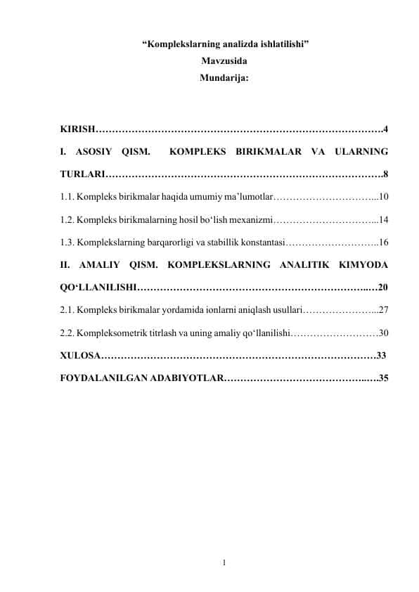 Komplekslarning analizda ishlatilishi 1